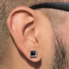 Edelstahl Ohrsstecker mit Zirkonia quadratisch schwarz - Image 3